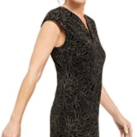 CONNECTED APPAREL Black/Gold Cap Sleeve Dress - Picture 5 of 5